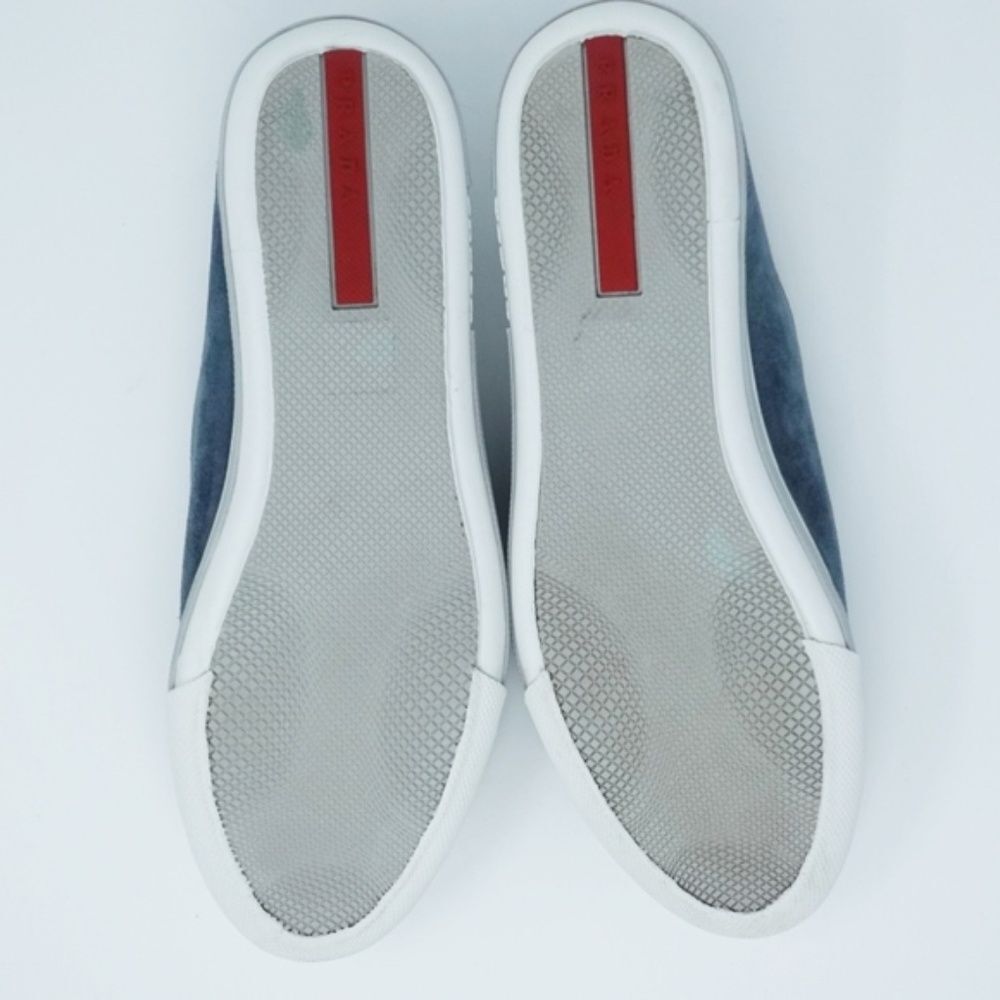 Prada Suede Leather Sneakers Cap Toe Gray  Blue  9.5 Retro Ballet sneakers - Picture 7 of 8
